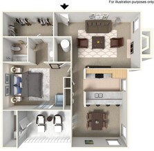 1 Bed 1 Bath 2050 floor plan